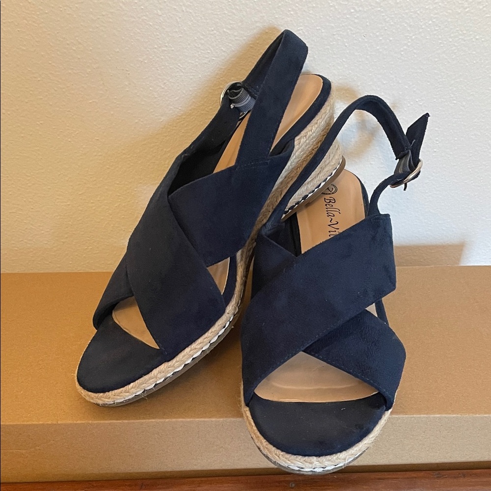 Bella Vita Navy Espadrille Slingbacks